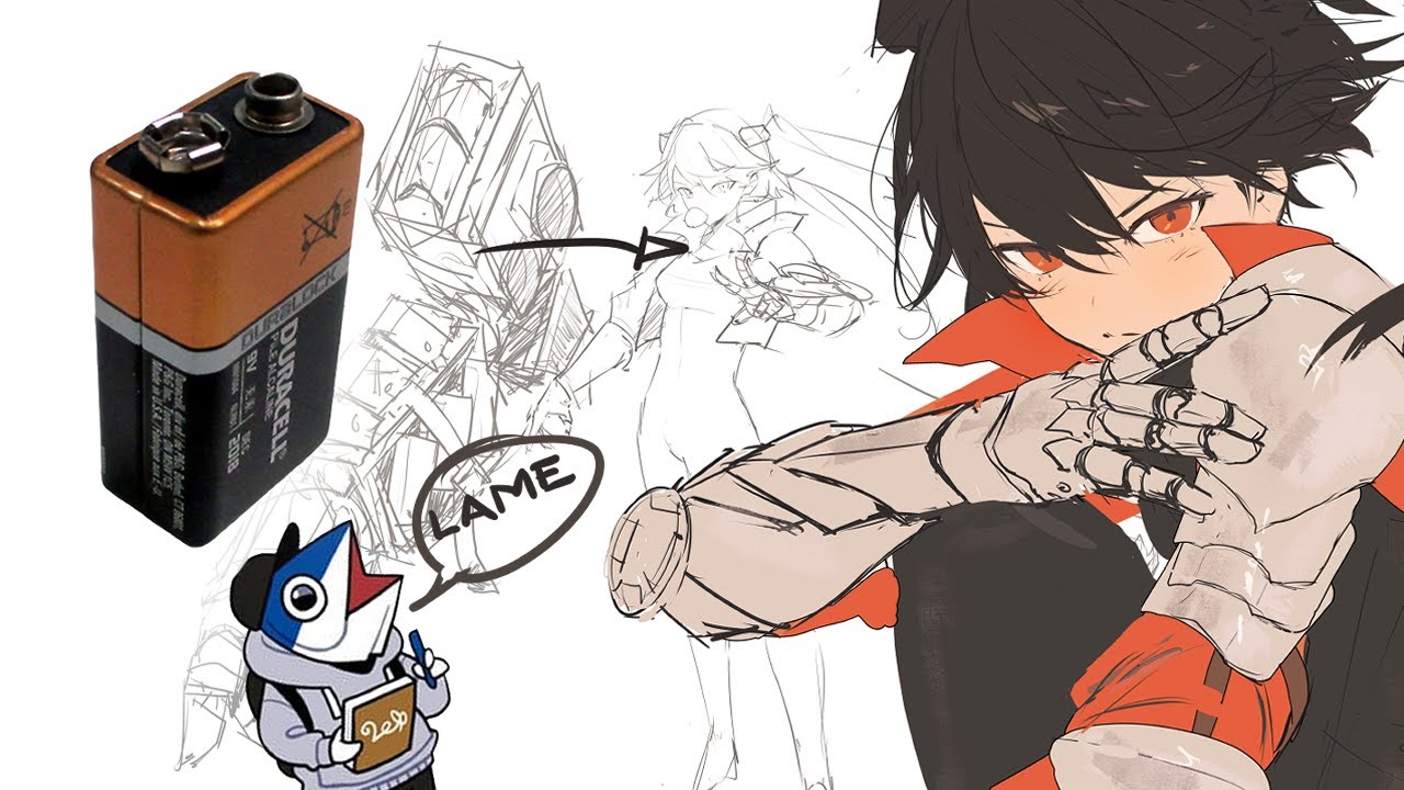 YouTube post by @niroxious for ArtStation. Caption reads: TURNING A RANDOM OBJECT INTO A CHARACTER.
