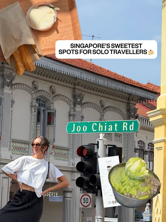 Instagram post by @wanderingelsewhere_ for Visit Singapore. Caption reads: 6 desserts every solo traveller needs to try in....