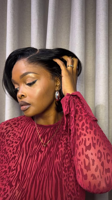 Instagram post by @lelomthabela for Luvme Hair. Caption reads: [...] Lagos Hairline Pixie Cut Bob from....
