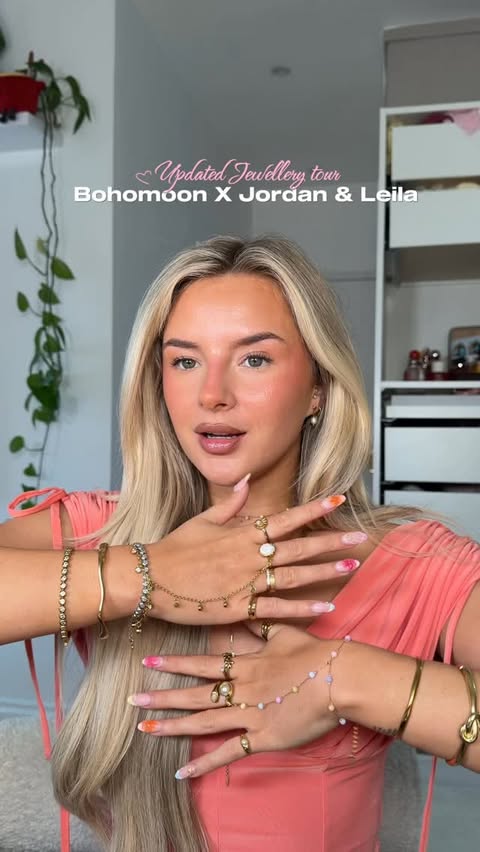 Instagram post by @leilapeacock for BOHOMOON. Caption reads: [...] 🥹 shop our resort collection with @bohomoon....