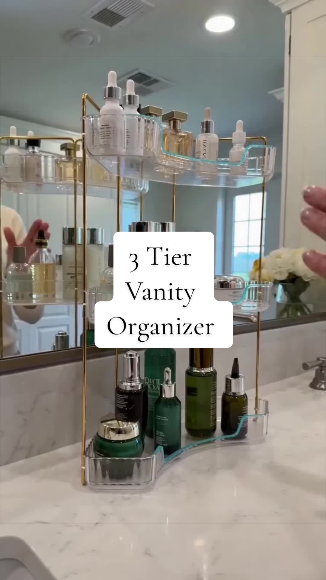 TikTok post by @justmekrysv for UFORU NEST. Caption reads: [...] #bathroomorganization @UFORU NEST.