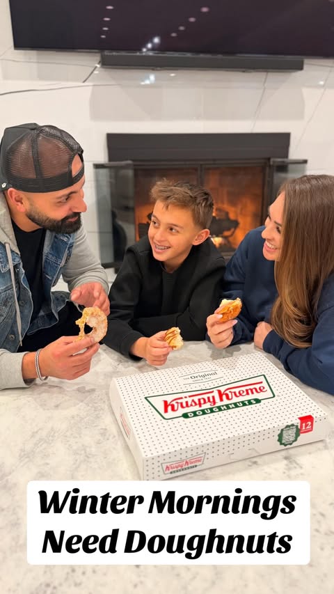 Instagram post by @theyounesfamily for Krispy Kreme Doughnuts. Caption reads: That was close… 😅 Mom had a craving, so we pulled....