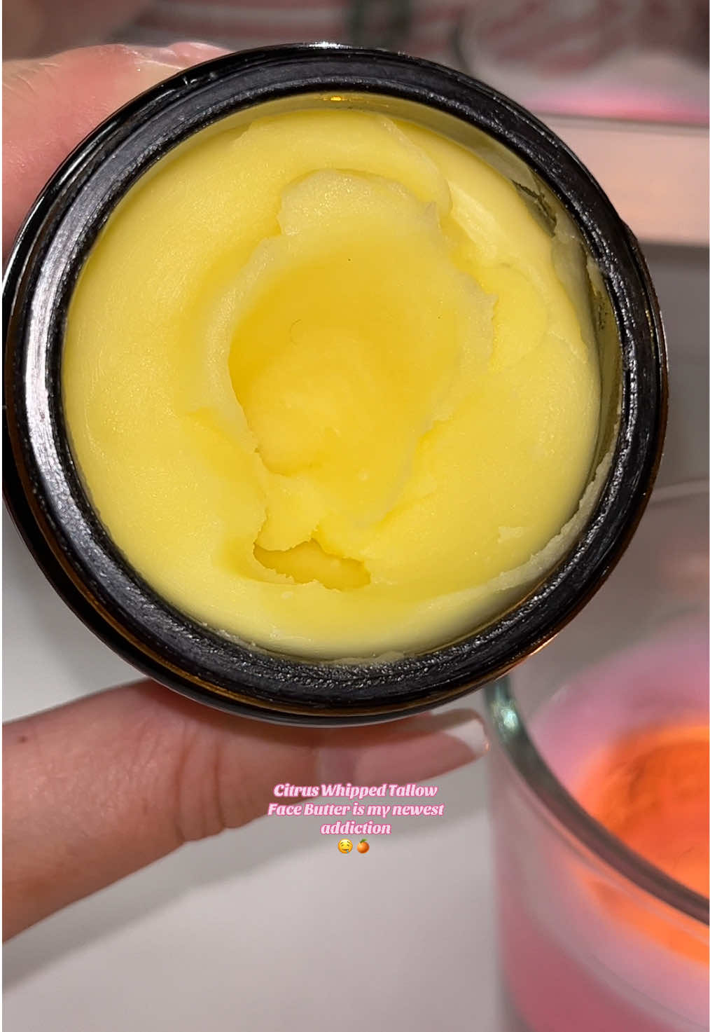 TikTok post by @ugcwithrio for Fat Cow Skin. Caption reads: Beef Tallow Cream 😍 🍊 @Fat Cow Skincare....