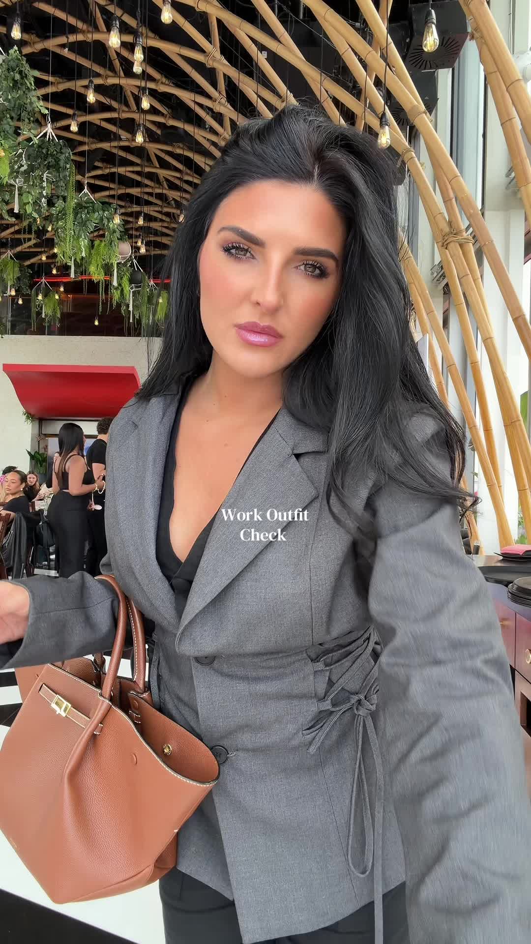 TikTok post by @carabraia for Shopcider Thailand. Caption reads: Cinched waist blazer jacket for work today 🫶🖤....