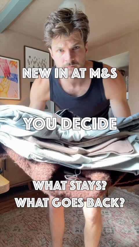 Instagram post by @jimchapman for M&S MAN. Caption reads: Ad | You tell me - What stay? What goes back? I....