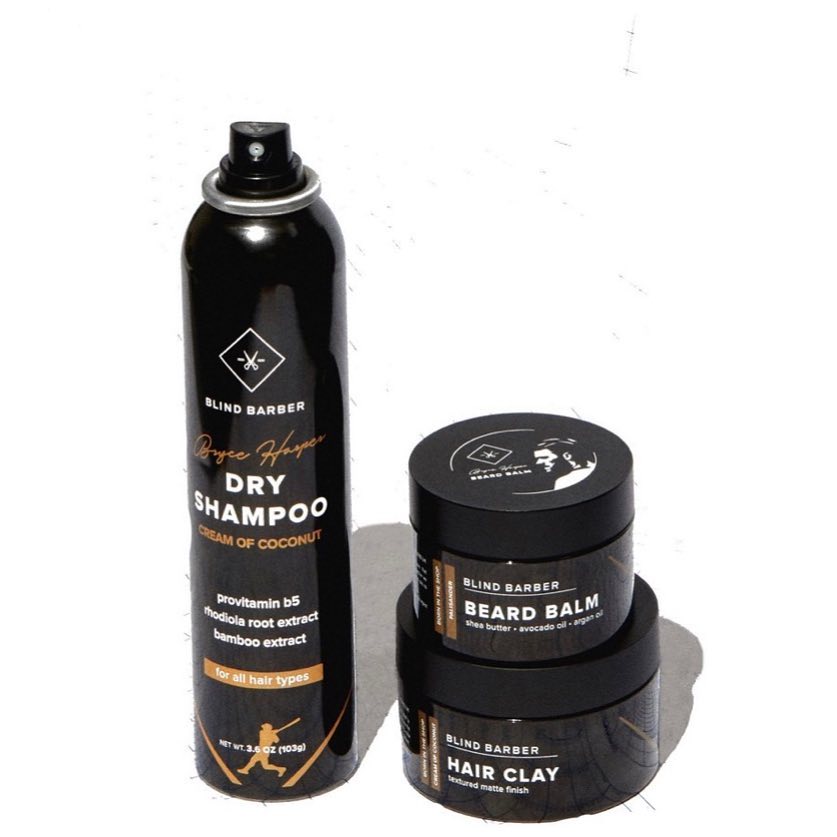 Instagram post by @bryceharper3 for Blind Barber. Caption reads: [...] here you go. I have been a partner of....