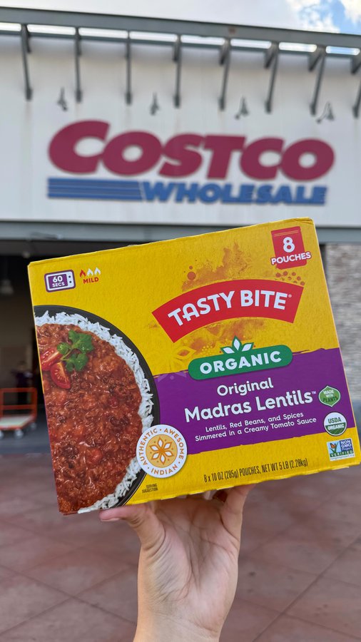 Instagram post by @costcosisters for Tasty Bite. Caption reads: Flavor meets convenience! 🌱✨ Stock up @tastybite....
