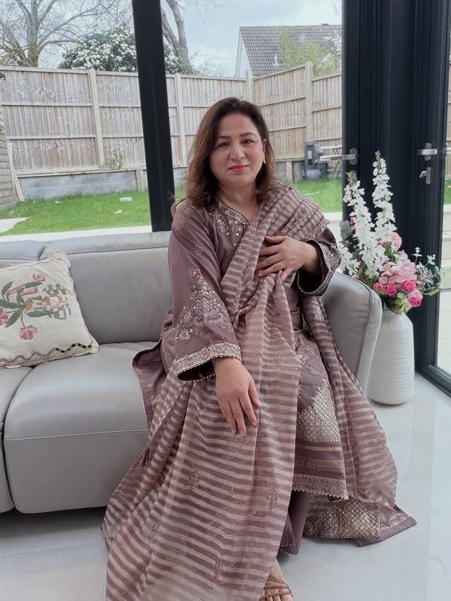 Instagram post by @pulwasha_cooks_official for Shiffonz. Caption reads: Wearing beautiful Eid collection by....