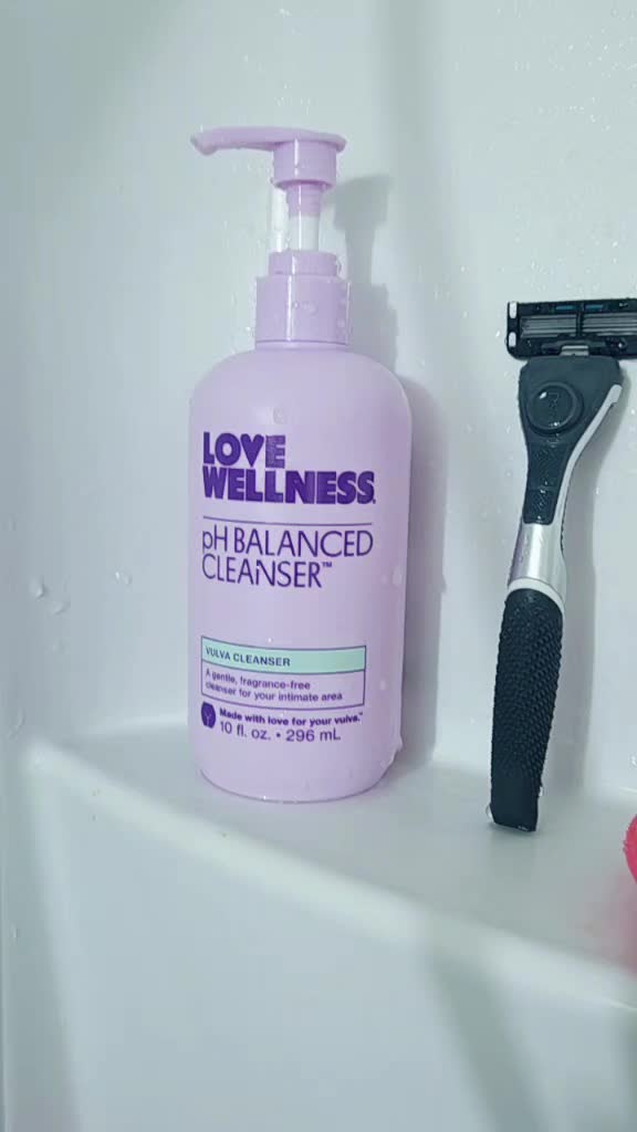TikTok post by @mrs.bro0klyn for Love Wellness. Caption reads: #lovewellness #phbalance #intimatecleanser [...].