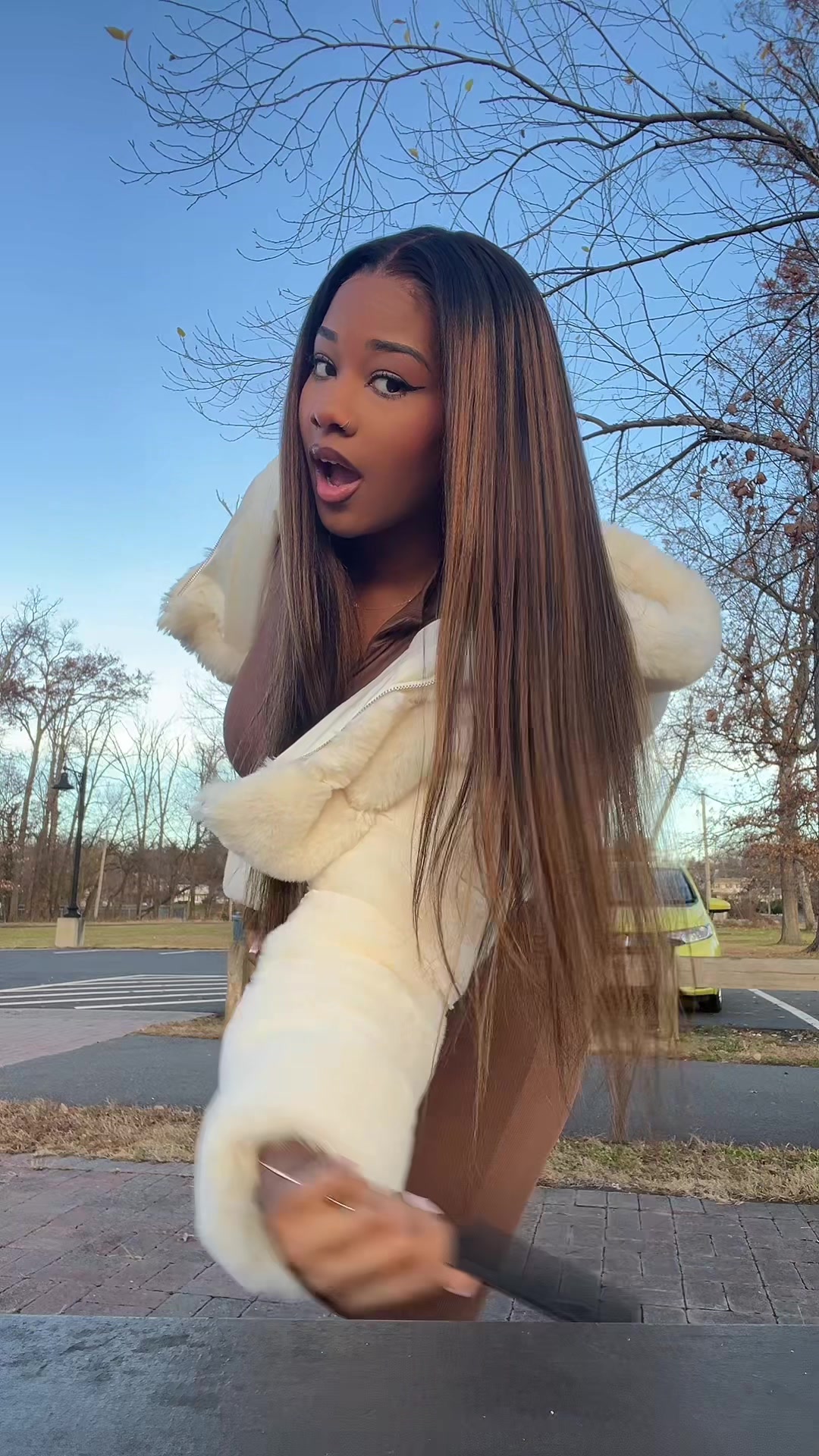 TikTok post by @gigithesiren for Nadula. Caption reads: NEVER EVER😜 #fypシ #gluelesswigs @nadulahairwig....