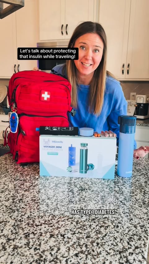 Instagram post by @mylesabovet1d for 4allfamily. Caption reads: [...] the Voyager Mini insulin cooler by....