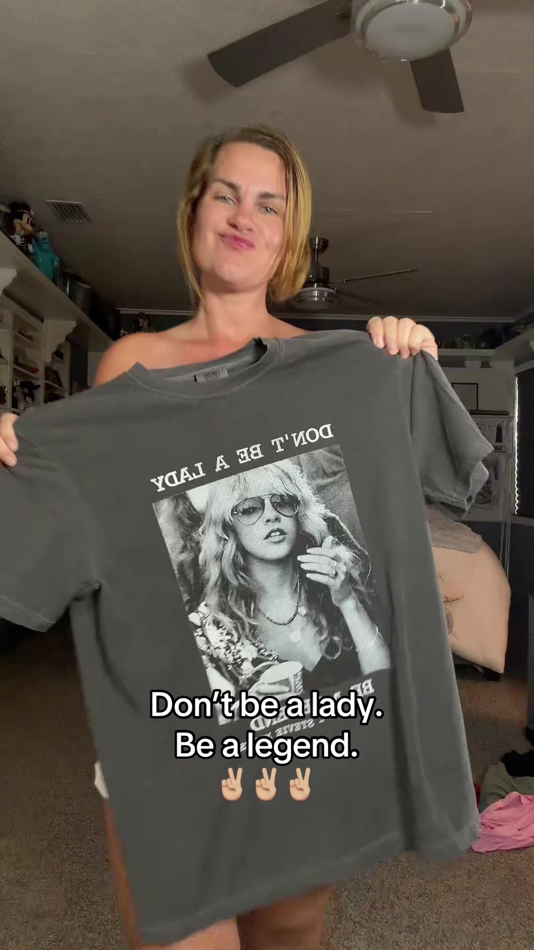 TikTok post by @rachelmcguffseaman for Freckled Poppy. Caption reads: Don’t be a lady. BE A LEGEND. @Freckled Poppy....