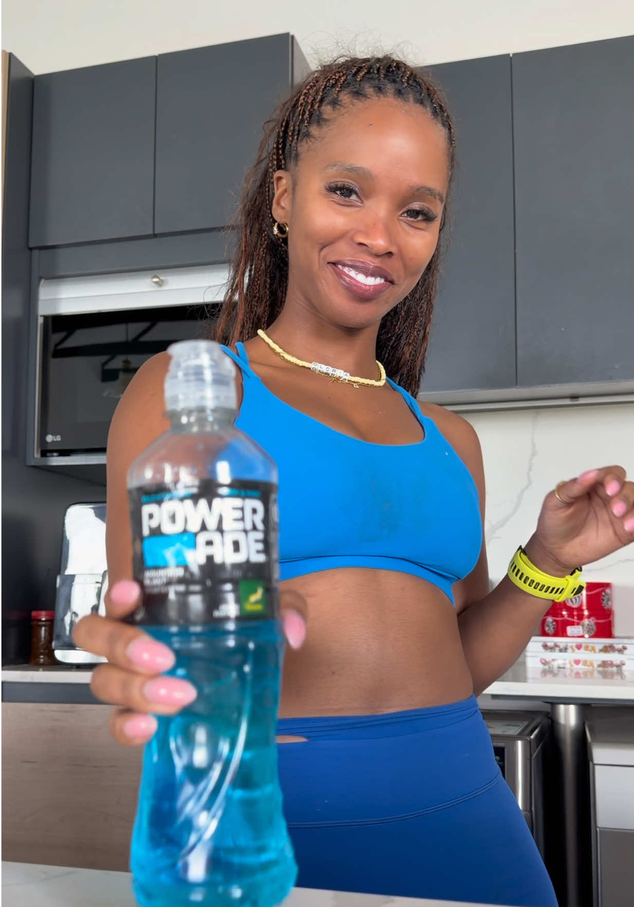 TikTok post by @glorianokwazi for POWERADE. Caption reads: [...] rebuilding and becoming stronger @Powerade ....
