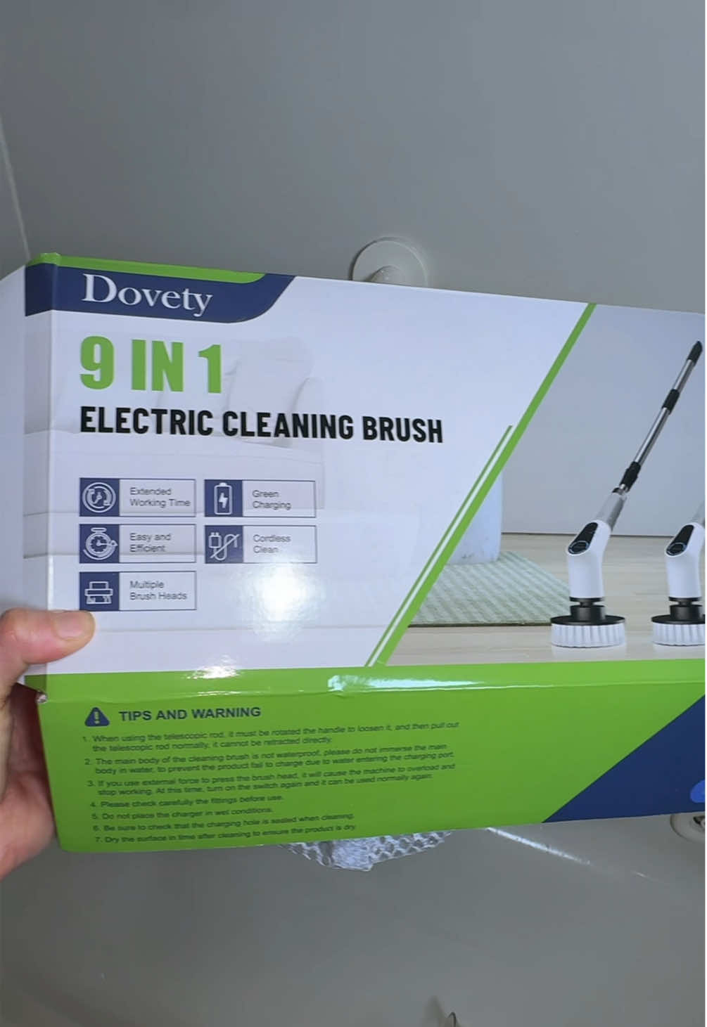 TikTok post by @pzlifestyle1 for Dovety. Caption reads: Stock up DOVETY Electric Spin Scrubber Brush with....