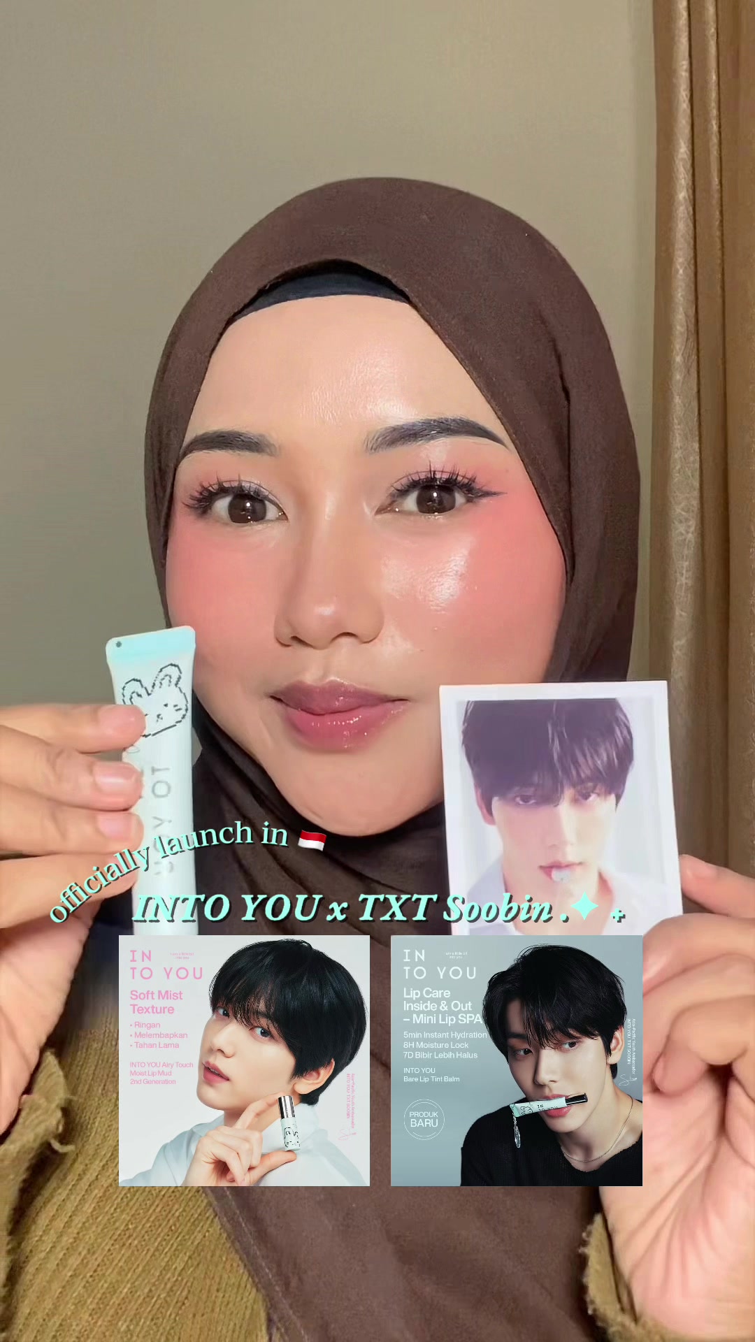 TikTok post by @ririndandann for INTO YOU. Caption reads: INTO YOU x SOOBIN launch di Indonesia!🇮🇩✨ [...].