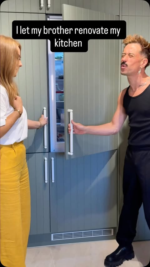 Instagram post by @lukeandsassyscott for Smeg Italia. Caption reads: Kitchen reveal! Everything was custom designed....