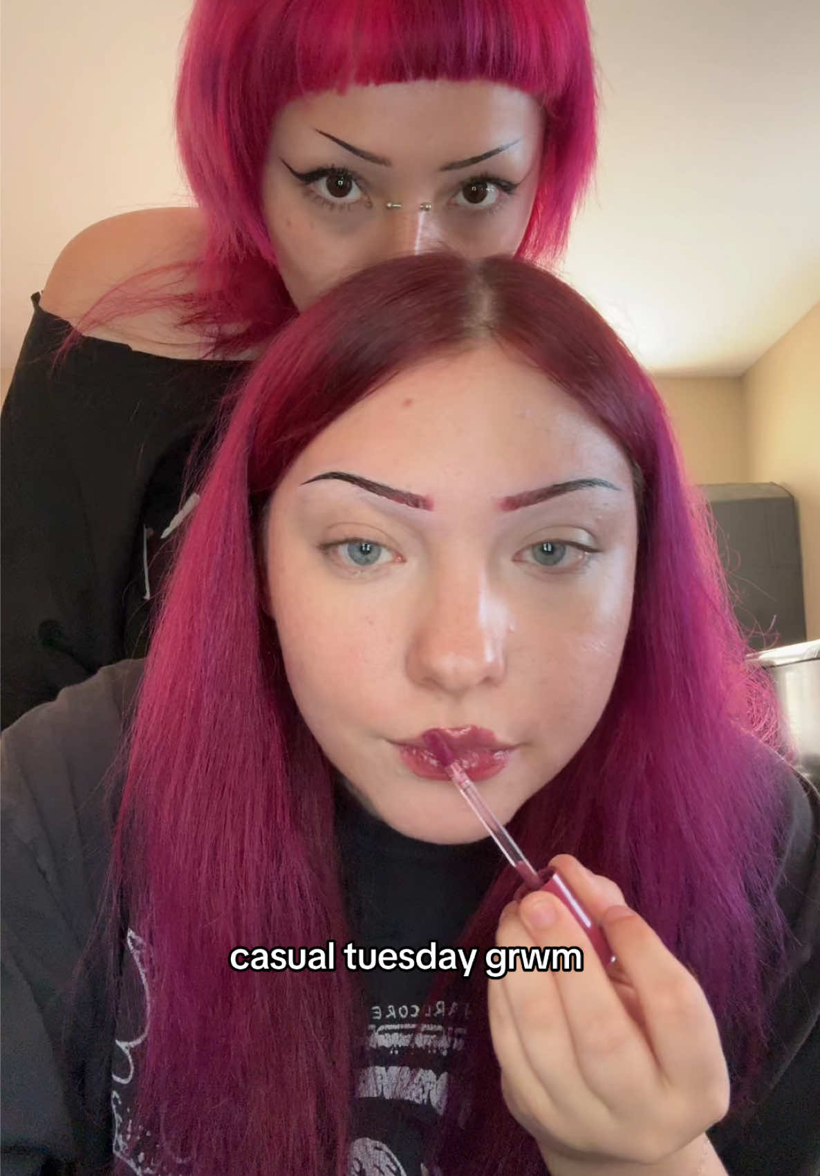 TikTok post by @autumnmarys for Girlcult. Caption reads: @Girlcult . liquid glitter on the lips and eyes....