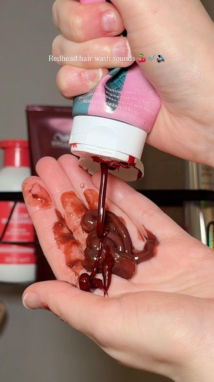 Instagram post by @youglowgrrl for Tangle Teezer. Caption reads: Redhead hair wash sounds 🍒🚿🔊

Products....