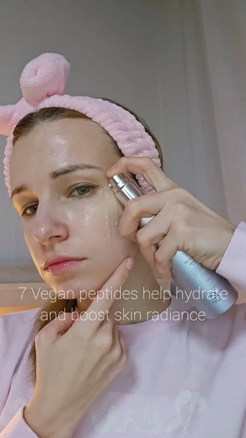 Instagram post by @rina_cheon for Mizon. Caption reads: 🌱Mizon’s 7 Vegan Peptide Booster Serum is a [...].