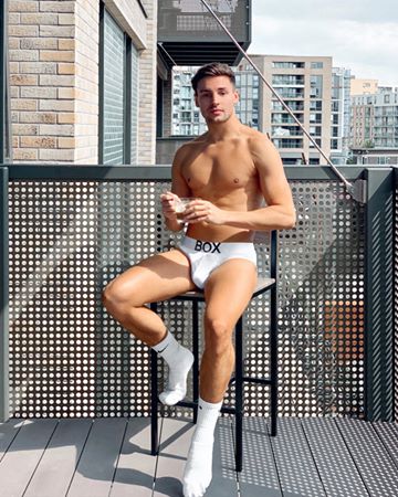 Instagram post by @charlie_wyatt for Box Menswear. Caption reads: [...] up to a lovely view this morning!....