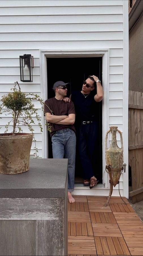 Instagram post by @alexandmike for Overstock. Caption reads: PATIO TRANSFORMATION UNDER $350! With warmer....