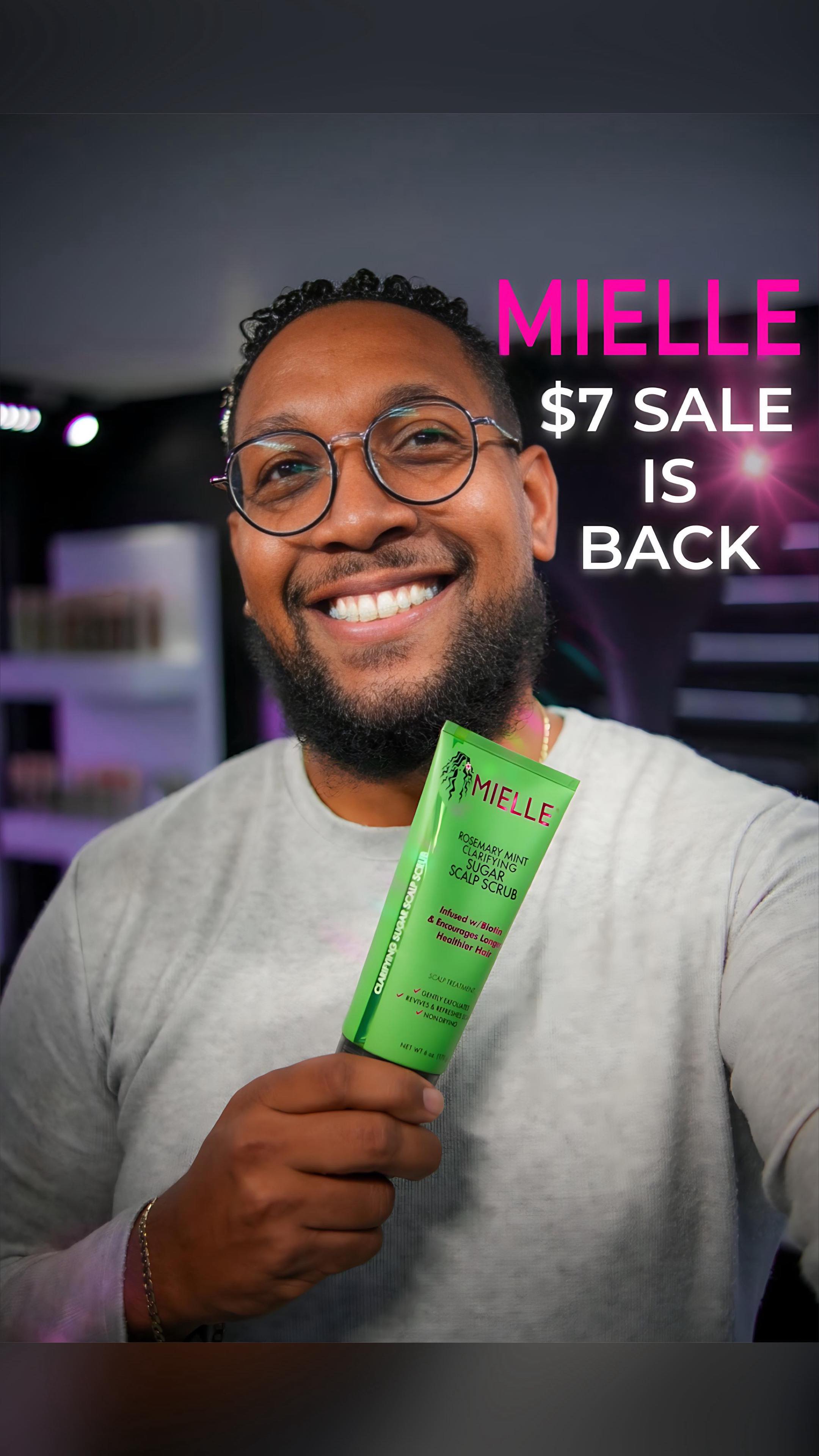 Instagram post by @krewkutz for Mielle Organics. Caption reads: 💖Mielle’s $7 Sale is back and it’s giving luxury....