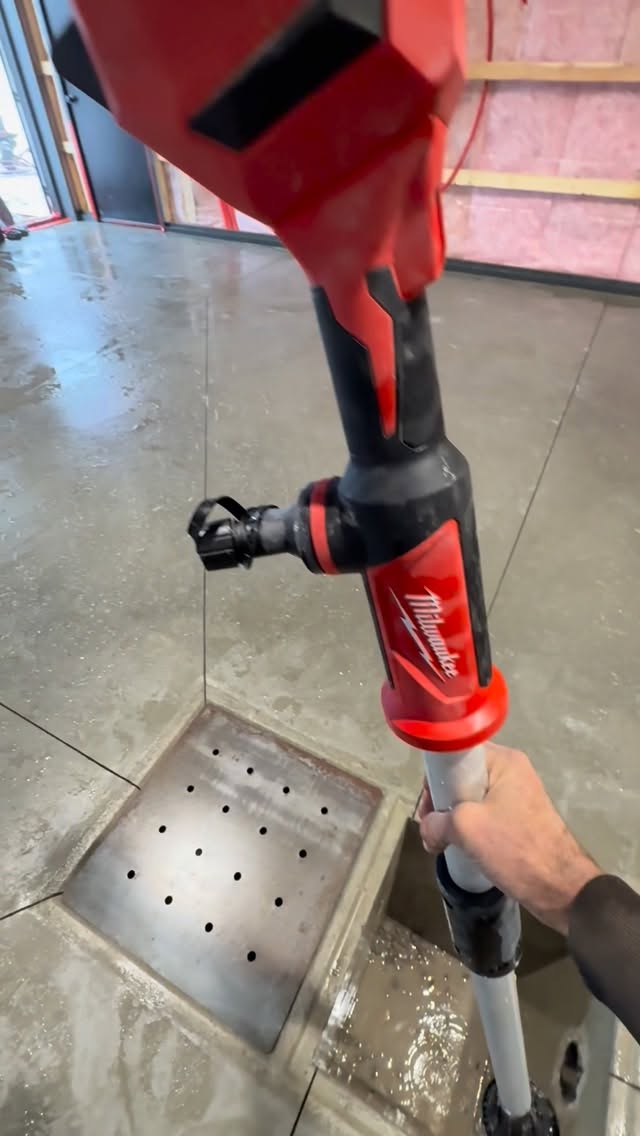 Instagram post by @hummelconcrete for Milwaukee Tool. Caption reads: 😁👌✅💦
@milwaukeetool 
.
.
#concretelife #sump....