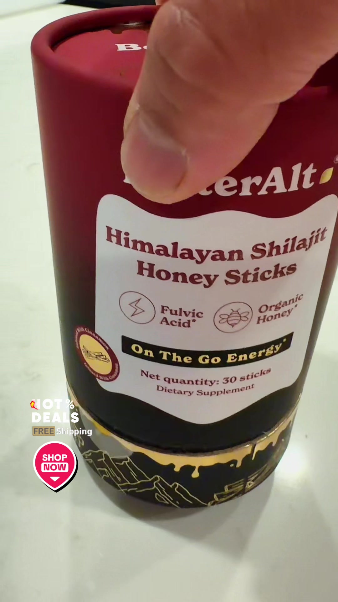TikTok post by @roshan.sushmita for Better Alt. Caption reads: ✨ BetterAlt GOLD Shilajit Honey Sticks – Ancient....
