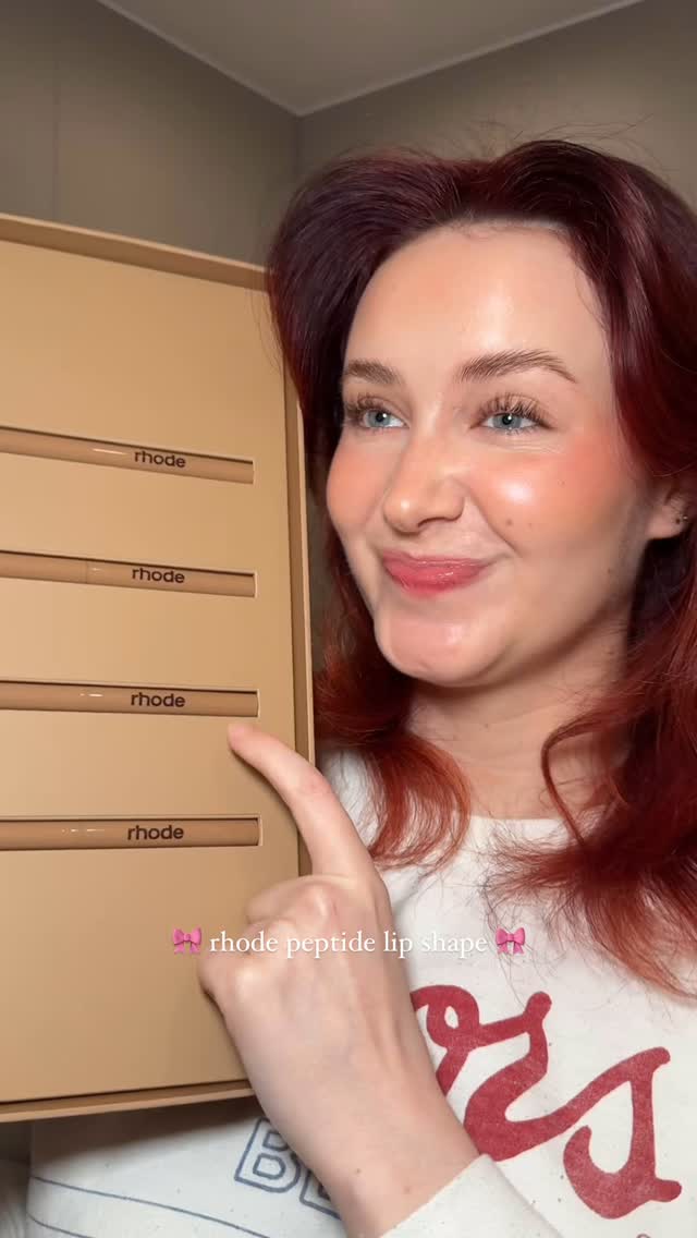 Instagram post by an influencer for rhode skin. Caption reads: Trying the new @rhode peptide lip shape 💘👄....