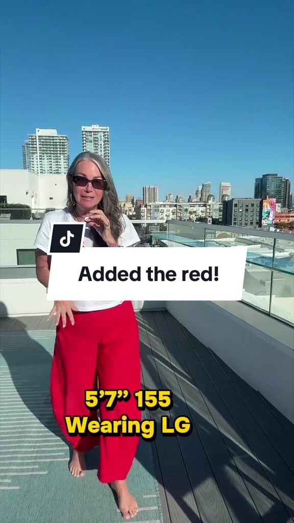 TikTok post by @aestheticaleestyles for Songling Fashion. Caption reads: Added the red to the @Songling pant collection!....