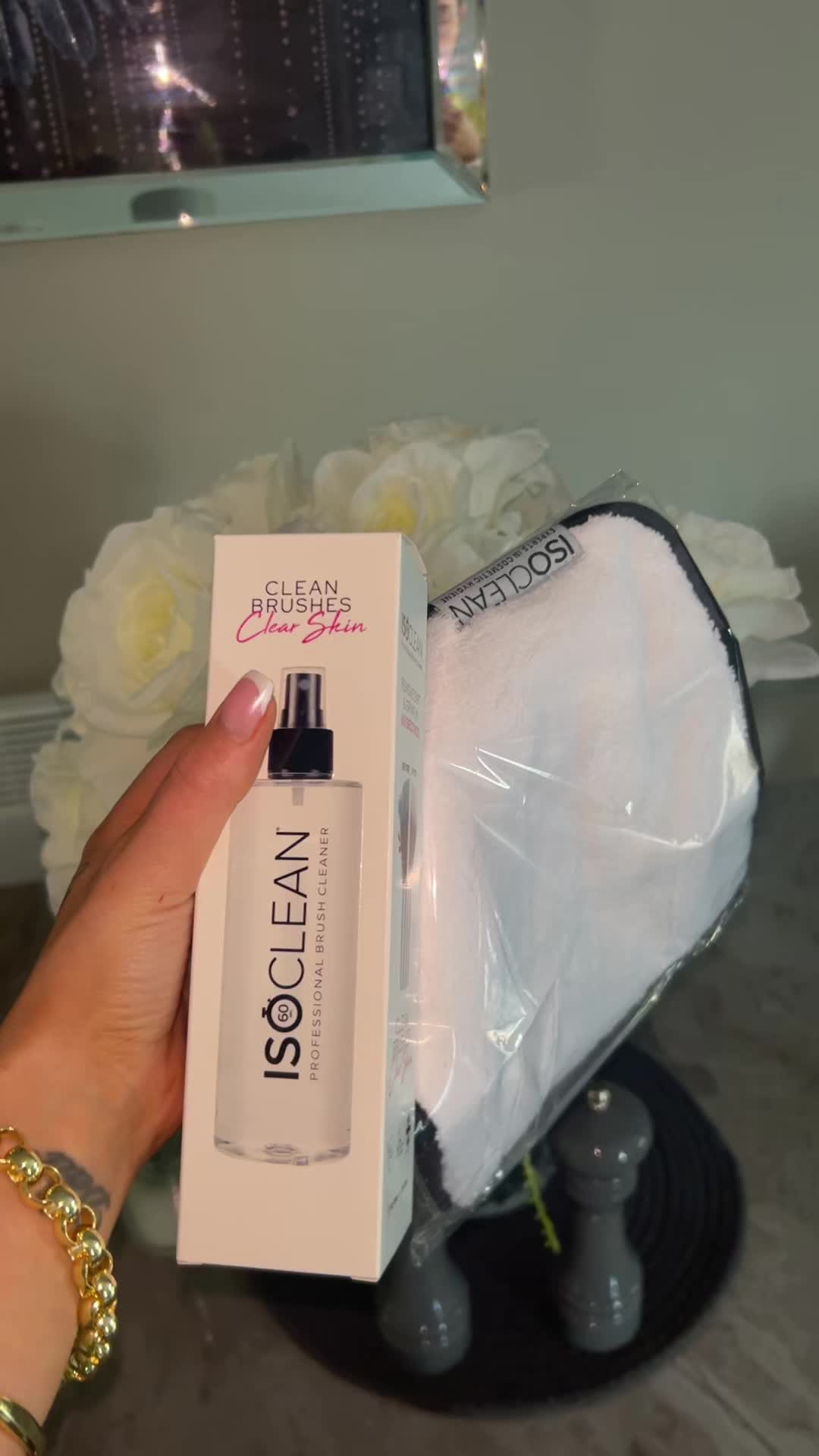 TikTok post by @k.e.o.g.h23 for ISOCLEAN Ireland. Caption reads: Don’t forget to Clean your brushes girls #isoclean....