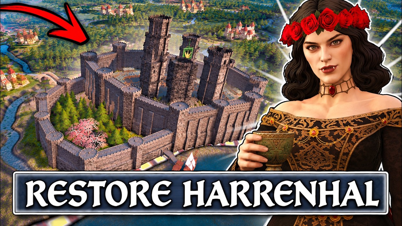 YouTube post by @Koifish for Avrupabet Sosyal. Caption reads: I RESTORED HARRENHAL IN CRUSADER KINGS 3 Game of....