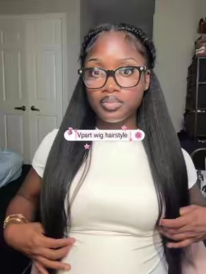 TikTok post by @naimarie_ for Sterly Hair Shop. Caption reads: Vpart wig hairstyle 💖 I love this texture , so....