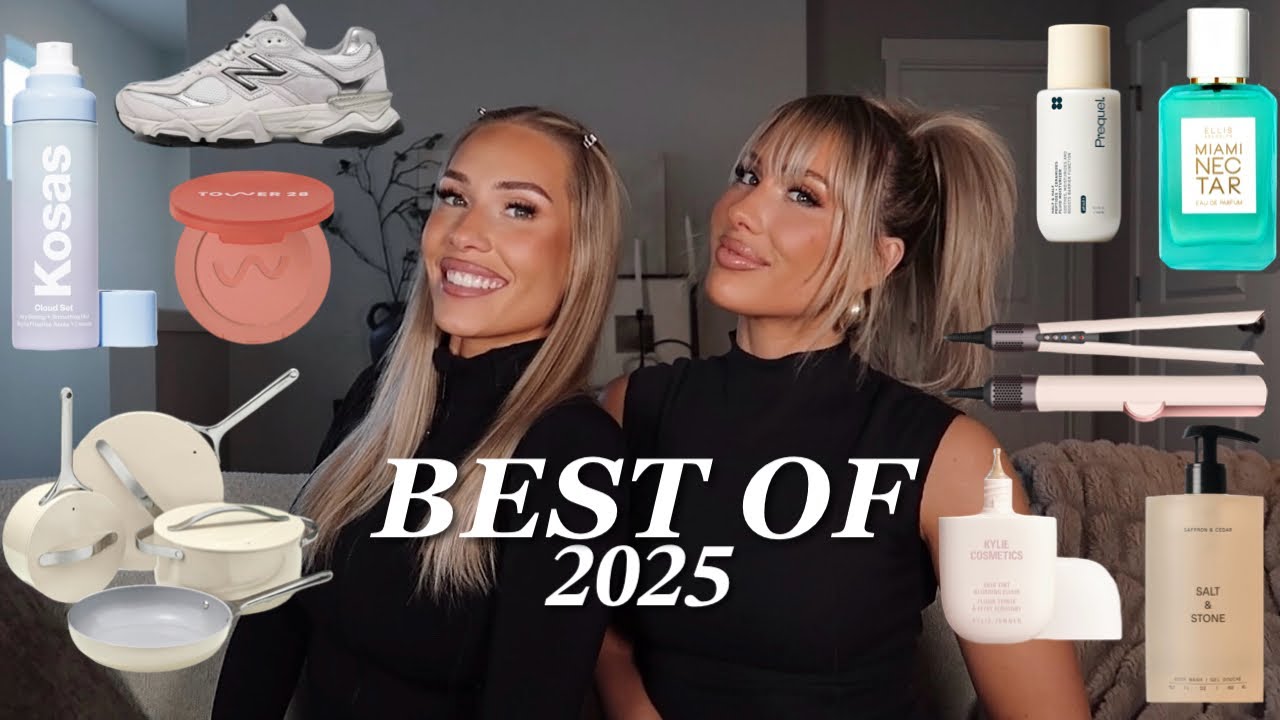 YouTube post by @McKnightTwins for Caraway Home. Caption reads: 2025 FAVORITES - products that completely upgraded....