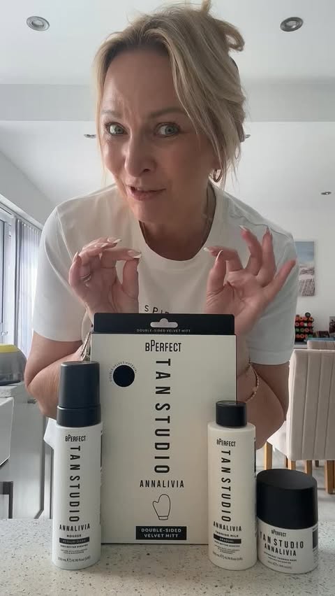 Instagram post by @wendyg_official for BPerfect Cosmetics. Caption reads: AD - @bperfectcosmetics new Tan Studio range....