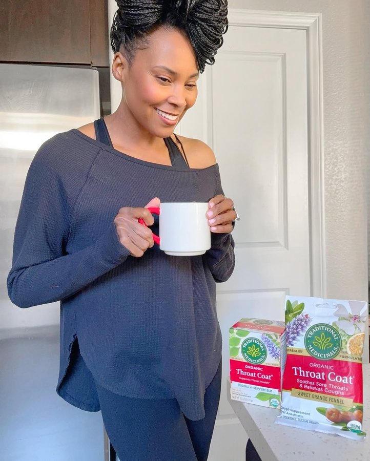 Instagram post by @raisinggreatnessofficial for Traditional Medicinals. Caption reads: Hey Sunshines, #ad It’s the holiday season, and....