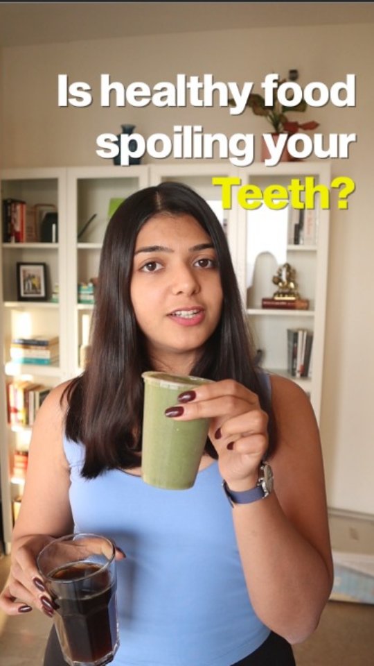 Instagram post by @fitmaize for Colgate Inn. Caption reads: Healthy food can affect the oral biome due to pH....