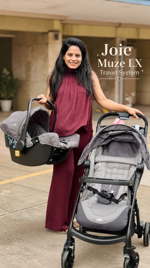 Instagram post by @payal_jain11 for Joie Baby Gear. Caption reads: Second baby = smarter choices. 🤍✨ This time, I’m....