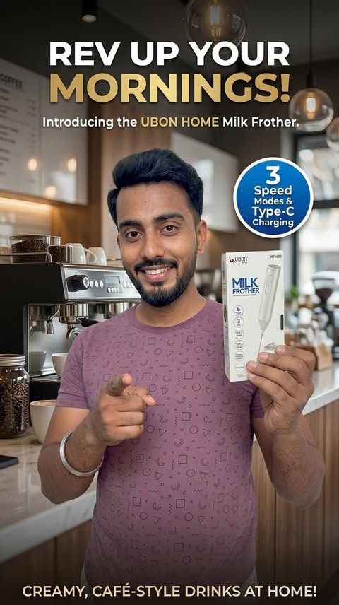 Instagram post by @saurav_._singh_09 for UBON. Caption reads: [...] in seconds! ☕✨ Froth like a pro with the....