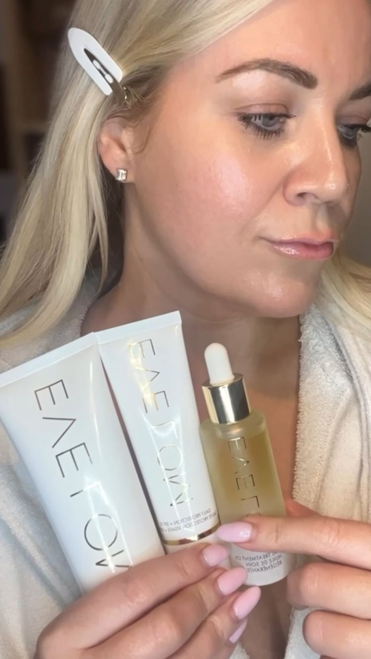 Instagram post by @kellilash for EVE LOM. Caption reads: An EVE LOM Moment🤍✨ I mean, if this doesn’t....