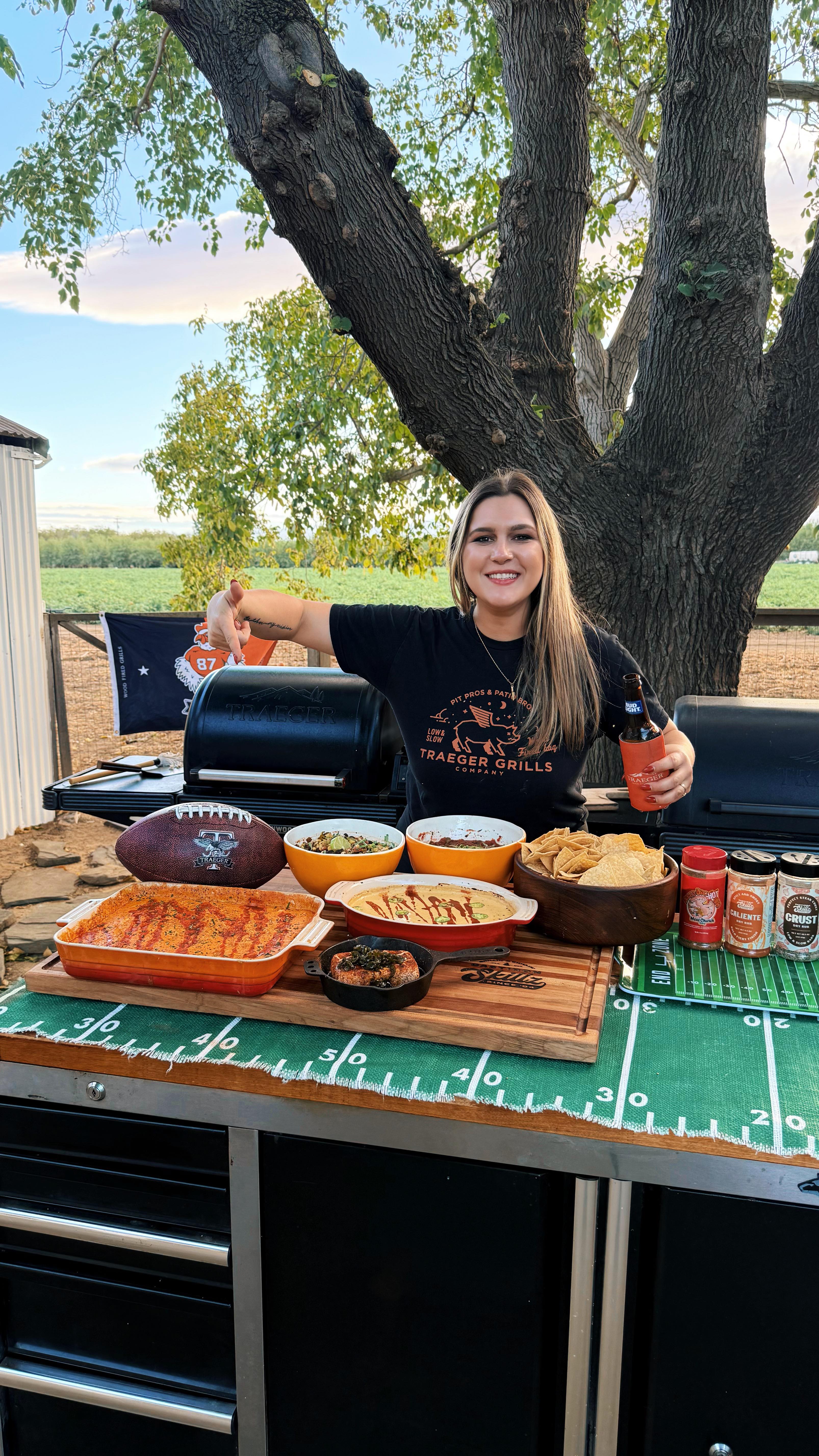 Instagram post by @castironskillz for Traeger Grills. Caption reads: It’s Traeger Game Day Week 2 & it’s all about the....