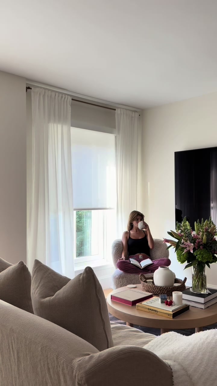 TikTok post by @oliviajadeg for SALT & STONE. Caption reads: mornings in my new apartment 🌞 @SALT & STONE....