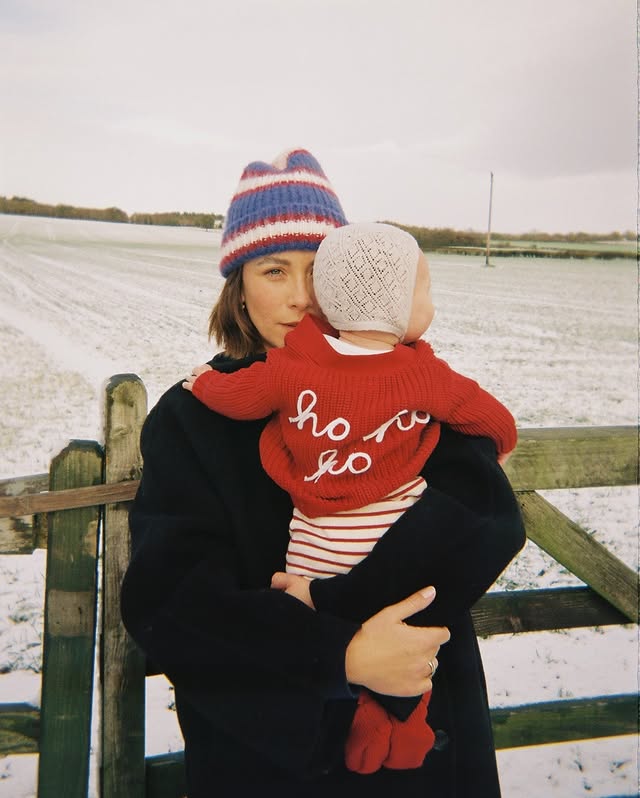 Instagram post by @meganellaby for Mamas & Papas. Caption reads: AD⭐️ It’s Marnie Bloom’s first Christmas 🥹🎄 And....