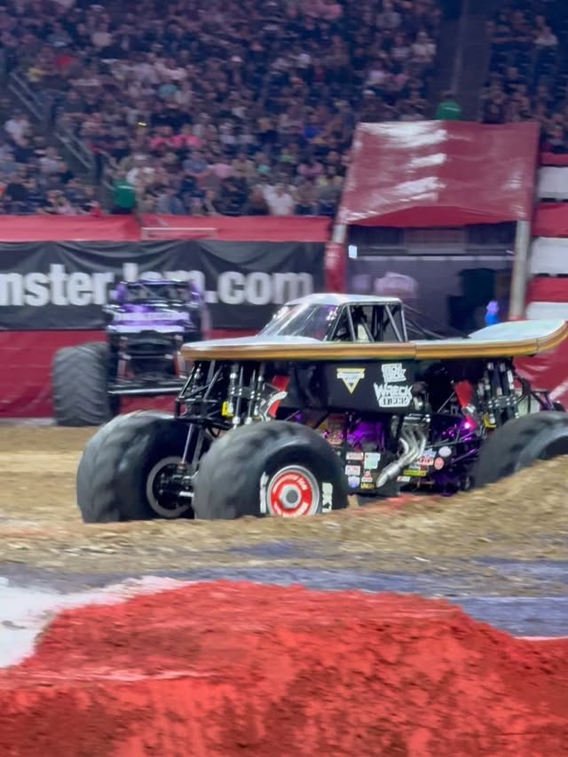 Instagram post by @warriorbryce for Monster Jam. Caption reads: [...] Overall Event Champion in Houston 🏆....