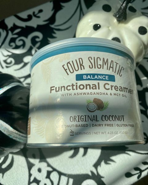 Instagram post by @bellevueblue for Four Sigmatic. Caption reads: [...] products for gut health like this....