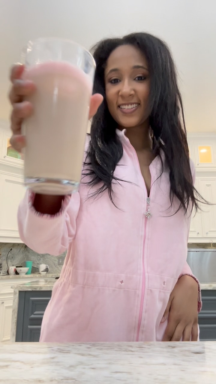 Instagram post by @nicolemayberry for Dona. Caption reads: Summertime CHAI 🍒☕️🧊
Make the most delicious....