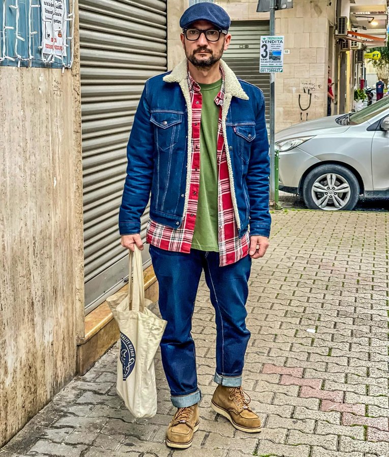 Instagram post by @naplesdenimhead for Red Wing Heritage. Caption reads: [...] selvedge @nellegrandifauci 
Boots....