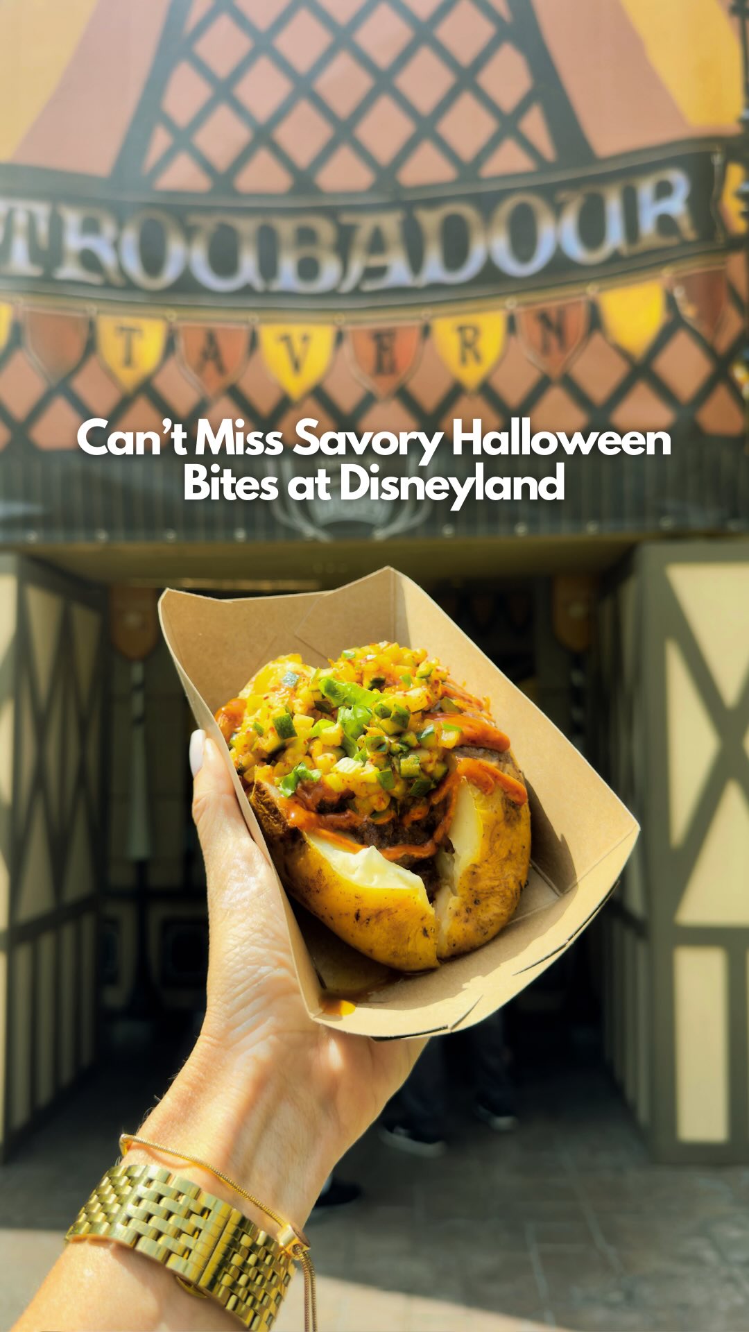Instagram post by @mickeyvisit for Visit Anaheim. Caption reads: 🚨🎃Come try savory Disneyland Halloween foods....