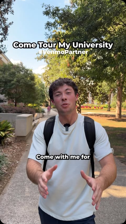 Instagram post by @andreww_mckenna for Venmo. Caption reads: [...] favorite niche location on your campus?....