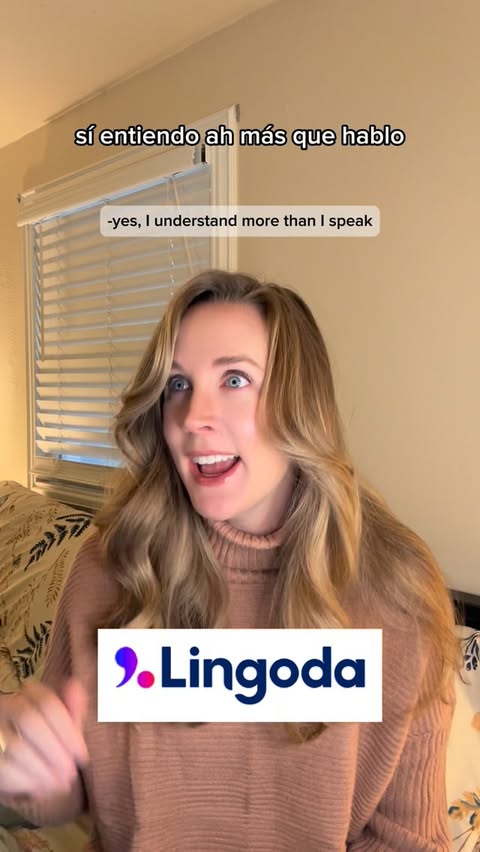 Instagram post by @multilingual_nest for Lingoda. Caption reads: [...] language. 
Live Spanish classes with....